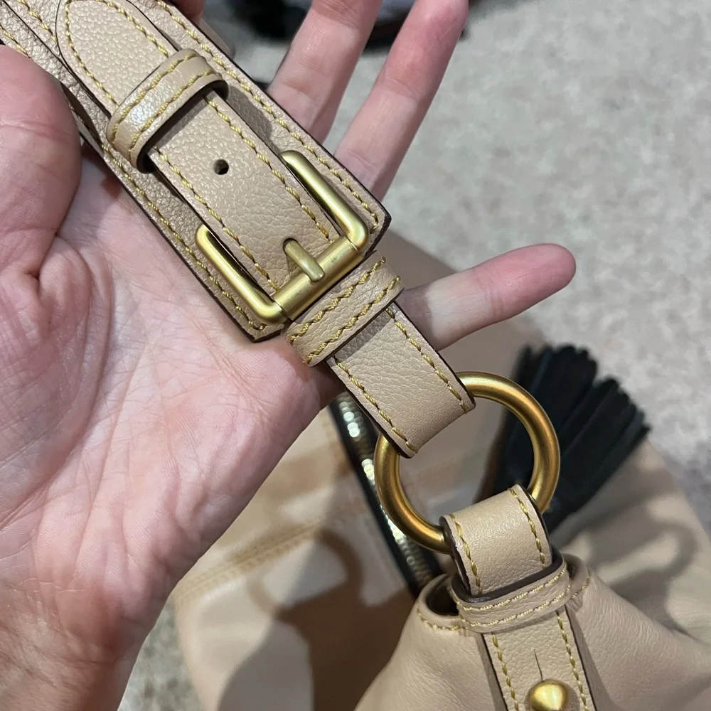 Dooney & Bourke tan and Black Leather Hobo Bag